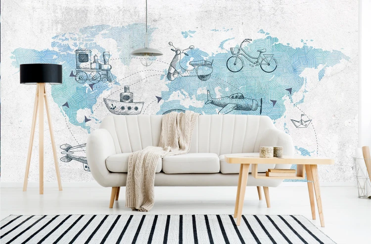 dekoracja-ściany-fototapeta-personalizowana-na-wymiar-mapa-i-pojazdy-frudizajn