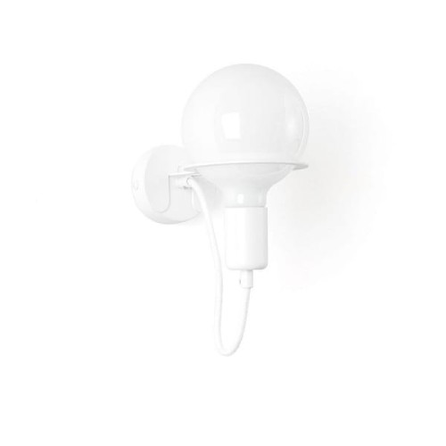 biała lampa scienna loft metal wall kinkiet białym przewodem i mleczna zarowka led.jpg