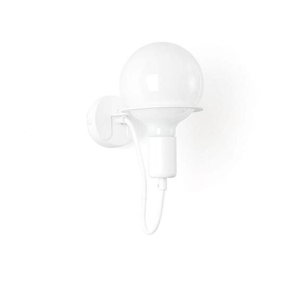 biała lampa scienna loft metal wall kinkiet białym przewodem i mleczna zarowka led.jpg