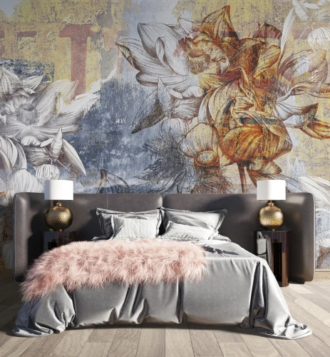 Mural walls - Barwne kwiaty na starej ścianie1_frudizajn.webp