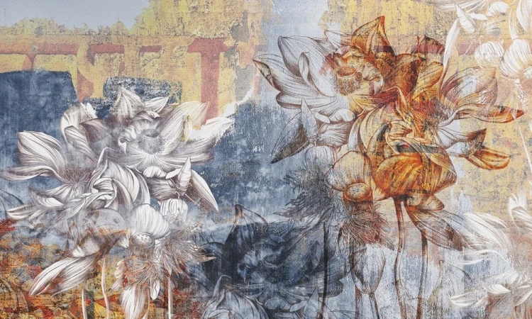 Mural walls - Barwne kwiaty na starej ścianie2_frudizajn.webp