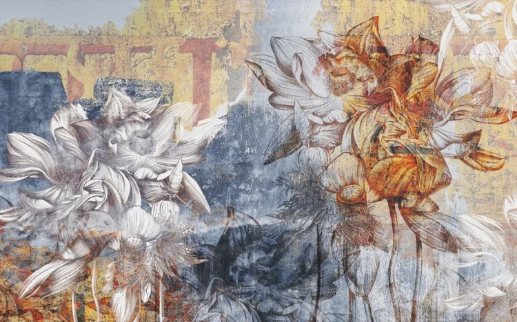 Mural walls - Barwne kwiaty na starej ścianie2_frudizajn2.webp