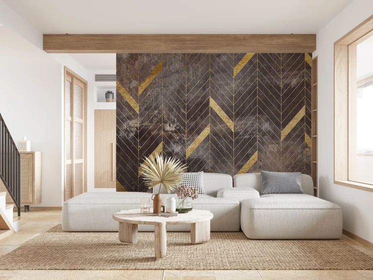 geometryczna-fototapeta-zloty-chevron-i-brazowe-akcenty-valare-exclusive-frudizajn