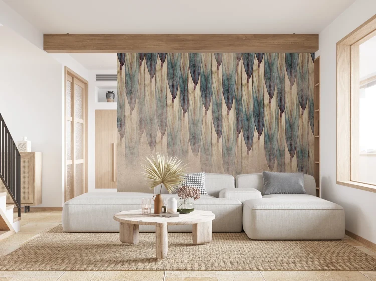 tapeta-z-piorami-boho-na-sciane-do-salonu-i-sypialni-fru-dizajn