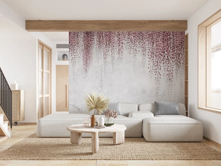 mural-z-wiszacymi-bordowymi-kwiatami-na-betonie-do-salonu-valare-exclusive-frudizajn