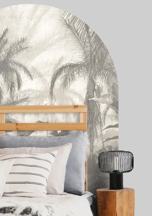 stylowa-naklejka-scienna-luk-palmy-w-sepii-do-przedpokoju-frudizajn
