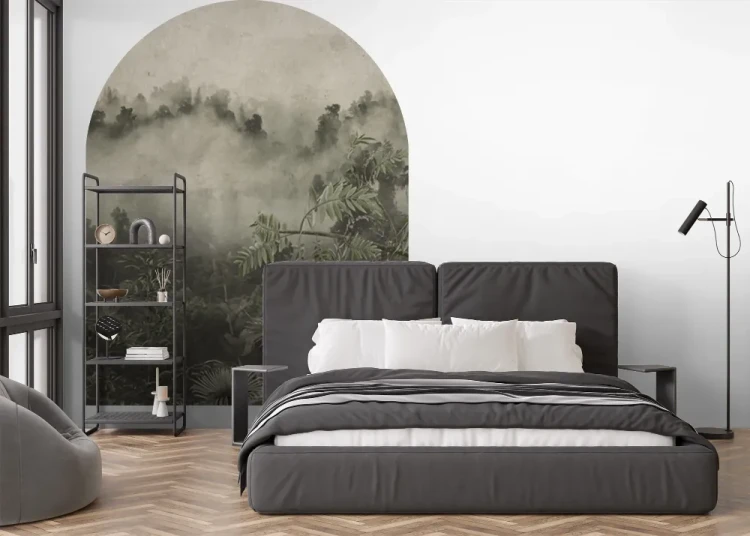 designerski-luk-scienny-palmowy-las-we-mgle-do-salonu-frudizajn