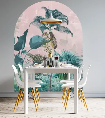 naklejka-scienna-luk-palmy-na-rozowym-tle-do-wnetrz-frudizajn