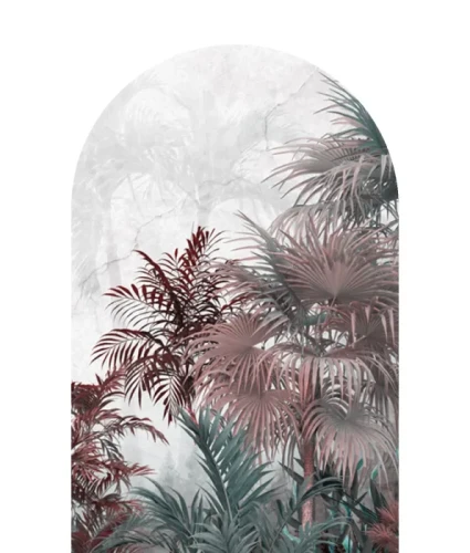 tapeta-scienna-luk-palmowe-liscie-w-czerwieni-do-sypialni-frudizajn