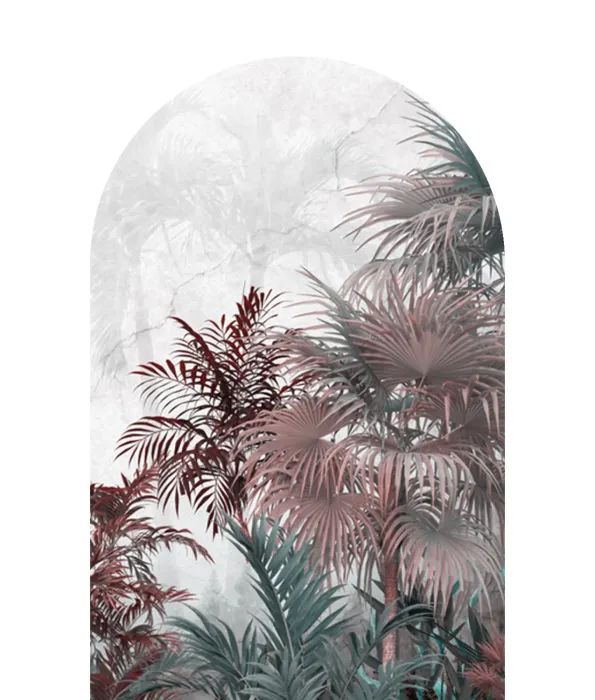 tapeta-scienna-luk-palmowe-liscie-w-czerwieni-do-sypialni-frudizajn