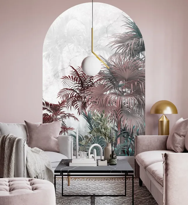 dekoracja-scienna-luk-palmy-w-czerwieni-na-betonowym-tle-frudizajn