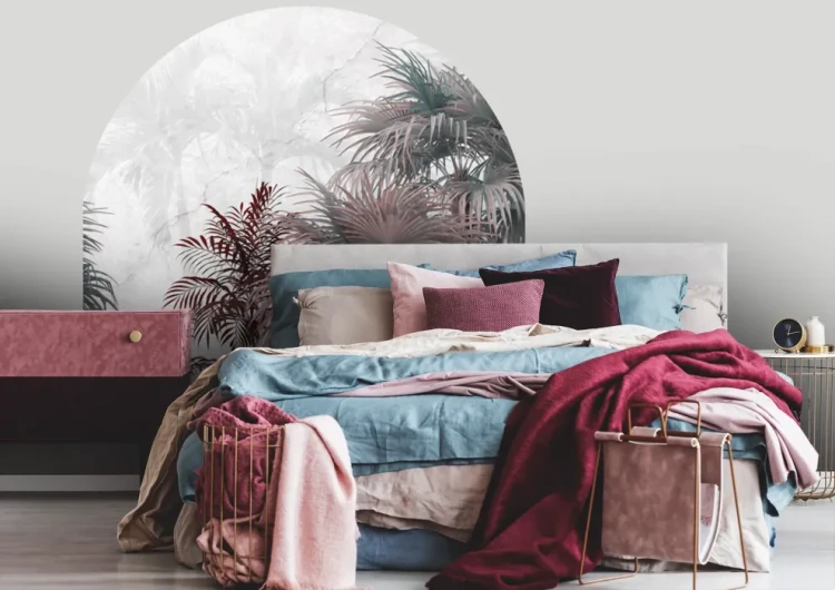 egzotyczny-wzor-naklejki-sciennej-luk-tropikalna-czerwien-frudizajn