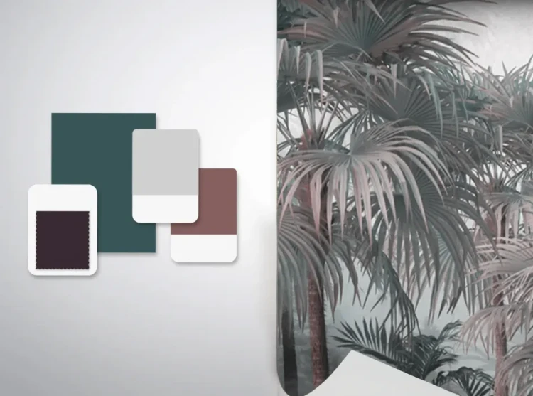 aranzacja-wnetrz-z-naklejka-scienna-luk-tropikalna-czerwien-frudizajn