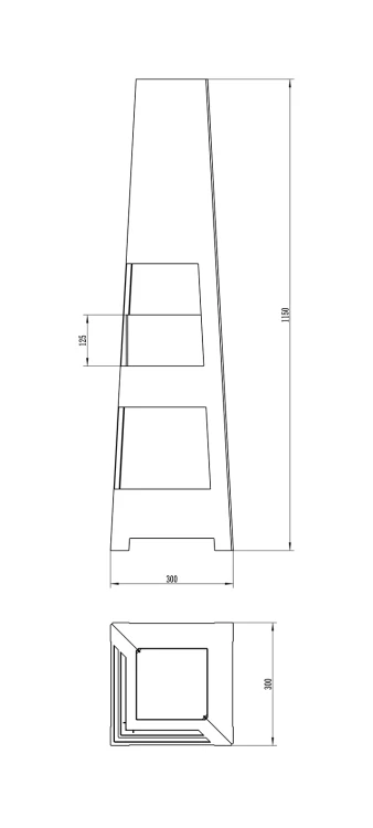 Biokominek-wolnostojacy-Pyramid-Garden-czarny-mat-wymiary.webp